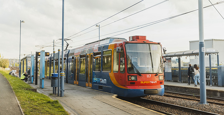 Supertram in Sheffield city centre
