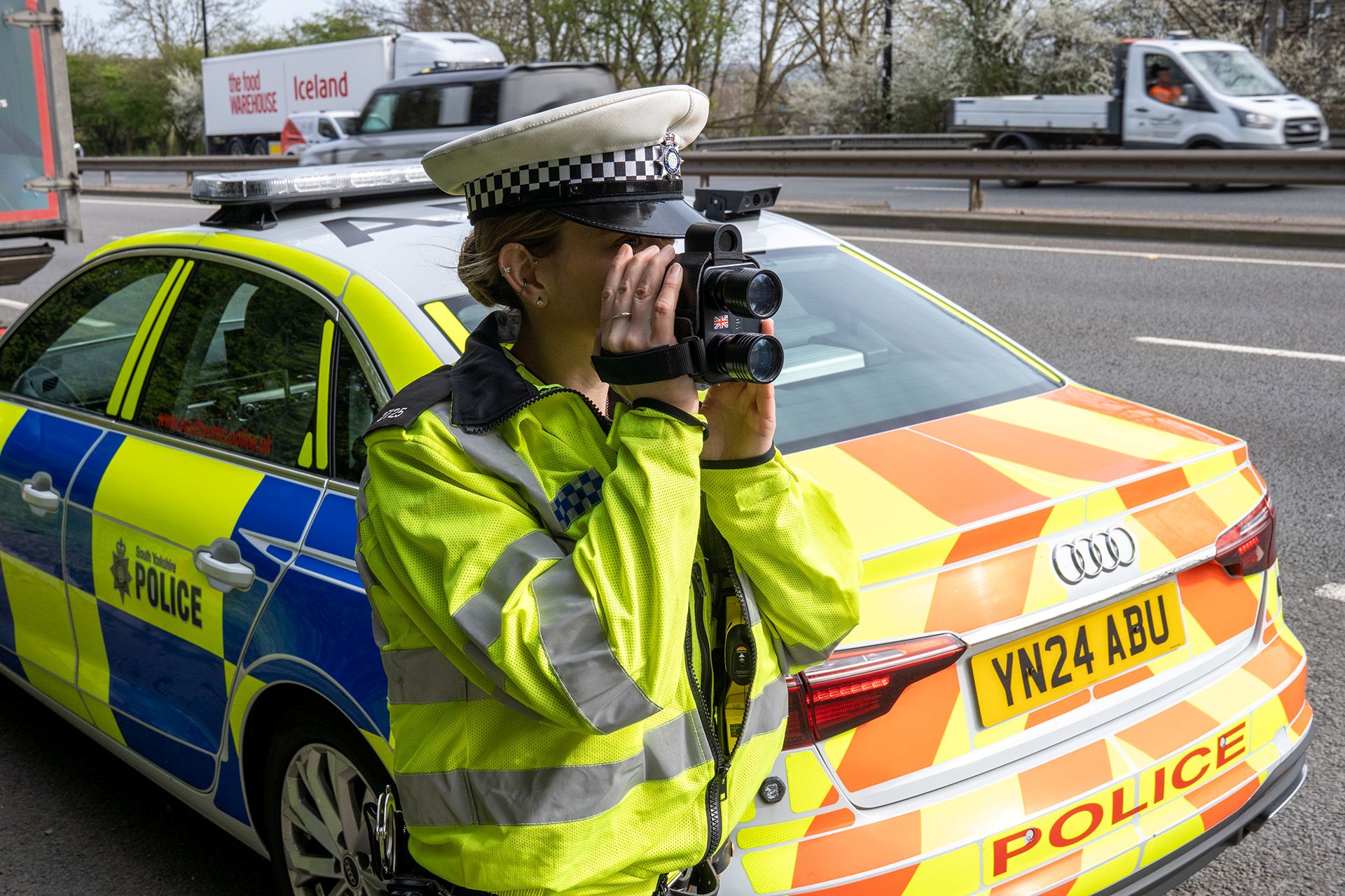 Police with speed camera