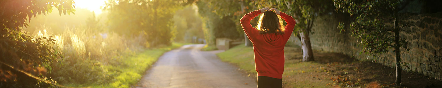 lady jogging in the countryside