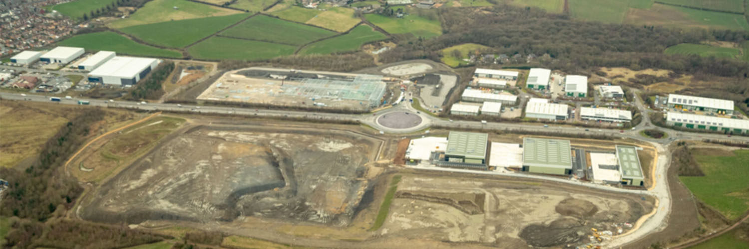 Aerial view of the Hoyland roundabout and surrounding employment development site.