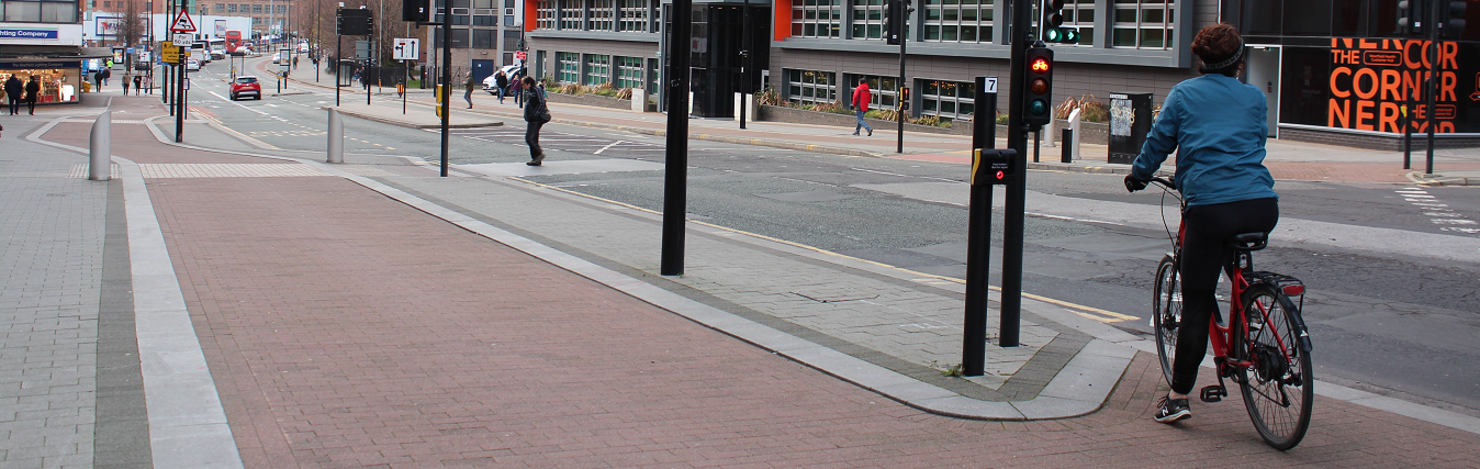 Cycle lane in Sheffield City Centre