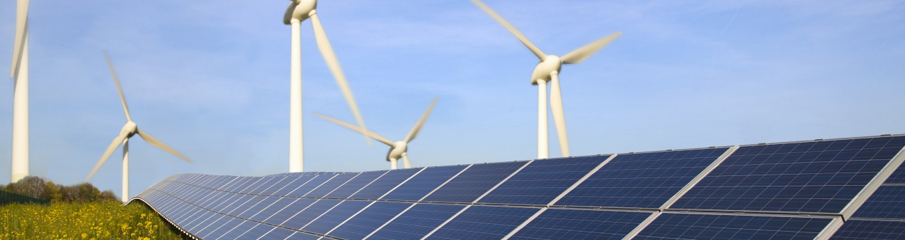 Wind turbines and solar panels