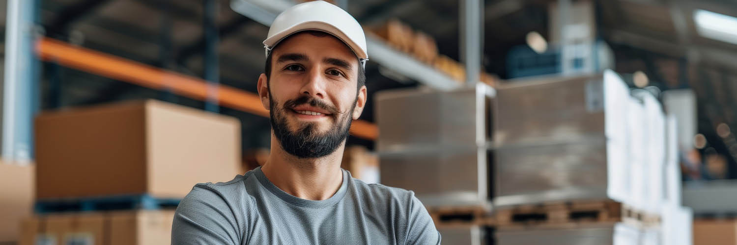 A man standing in a warehouse